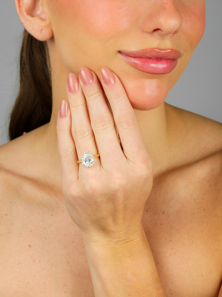 Anel Gota Cravejada | Banhado a Ouro