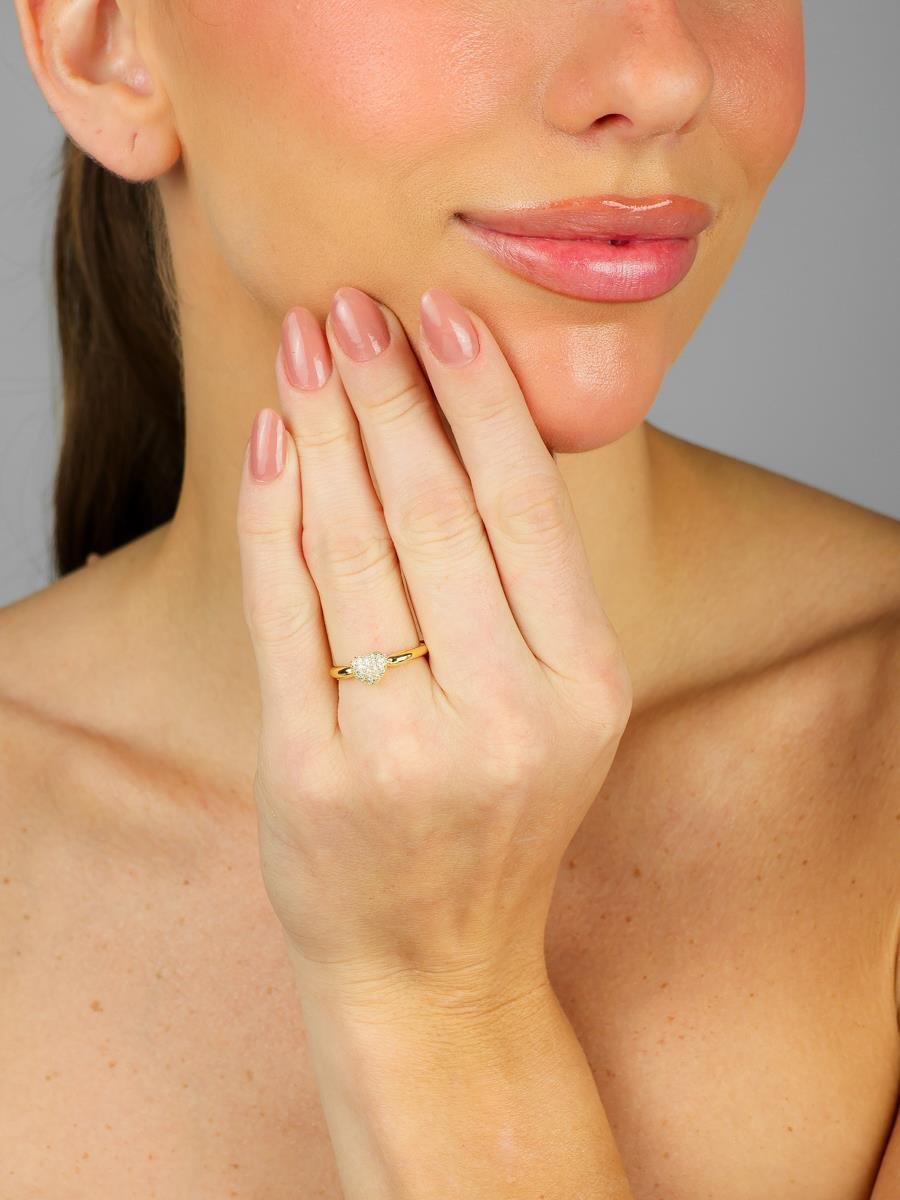 Anel Coração Cravejado | Banhado a Ouro