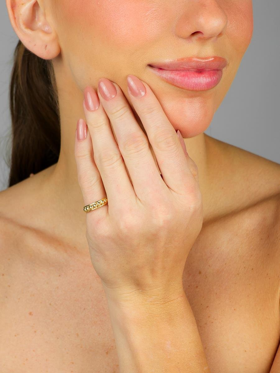 Anel Triplo Com Bolinhas | Banhado a Ouro