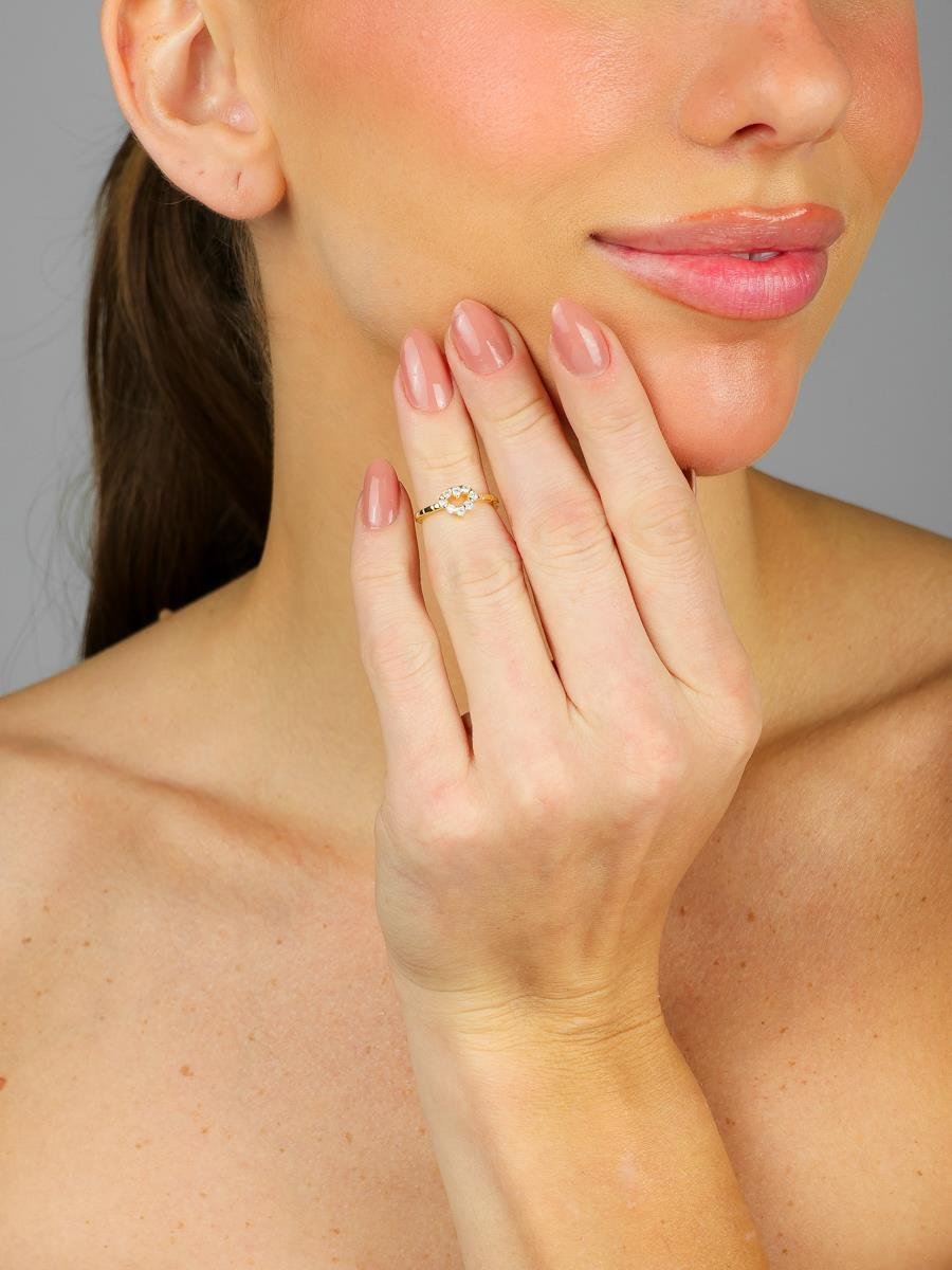 Anel Coração Cravejado | Banhado a Ouro