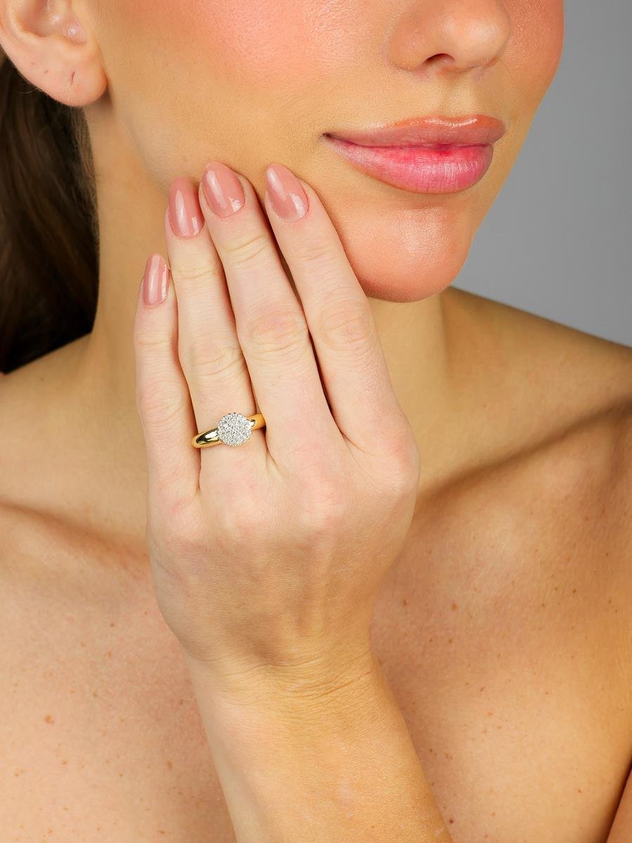 Anel Redondo Cravejado | Banhado a Ouro