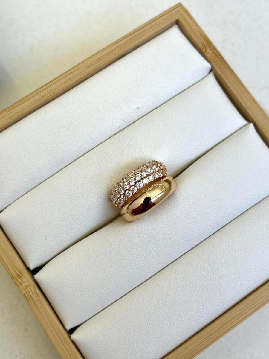 Anel Falange Liso e Cravejado | Banhado a Ouro.