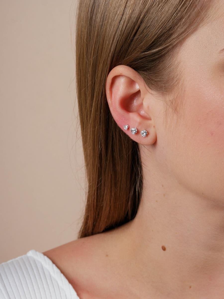 Trio Coração Incolor | Banhado no Prata