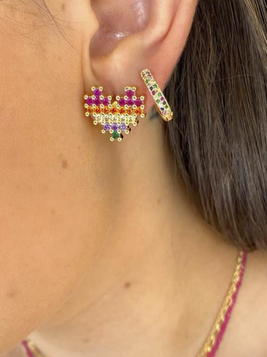 Brinco Coração Colorido 