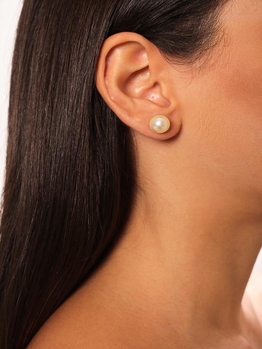 Brinco Pérola 10MM | Banhado a Ouro.