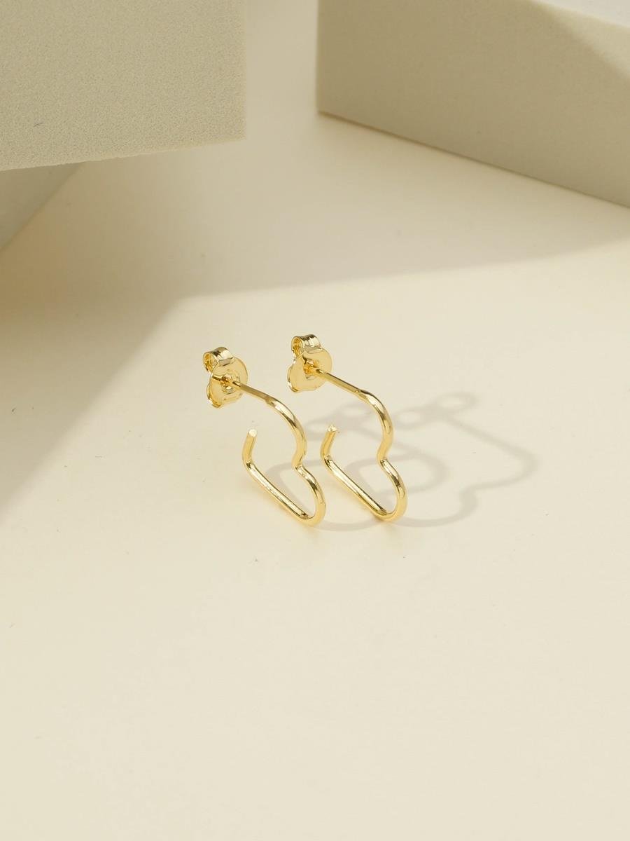 Meia Argola de Coração PP | Banhado a Ouro