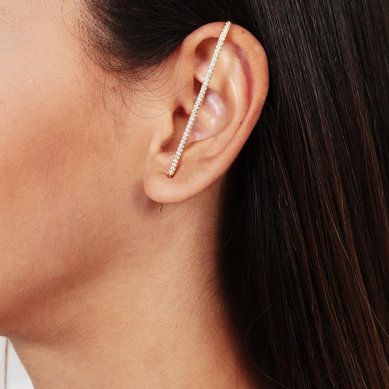 Ear Pin Dourado Cravejado 