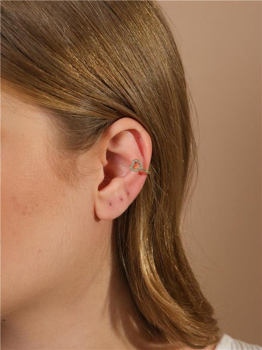 Piercing Fake Dourado Coração Cravejado | Hélix 