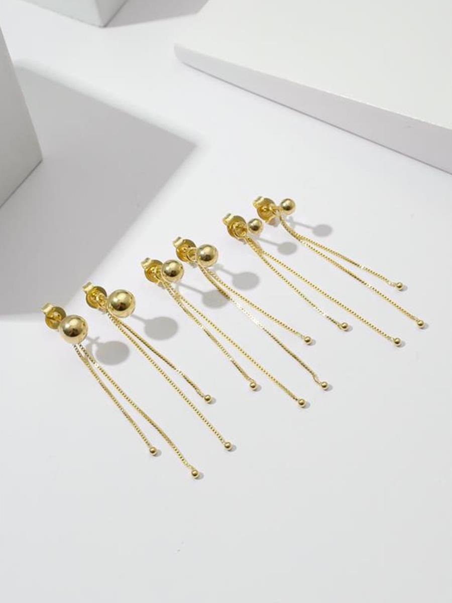 Trio Dourado de Bola Lisa com Franja Dupla de 3/4CM | Banhado a Ouro
