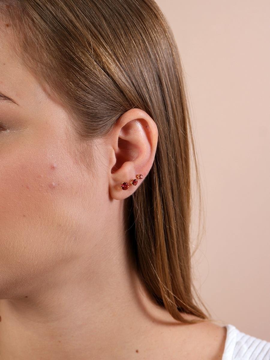 Trio de Brincos Rubi | Banhado a Ouro