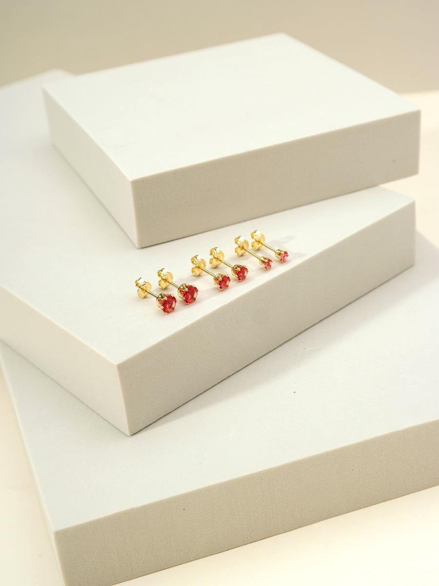 Trio de Brincos Rubi | Banhado a Ouro