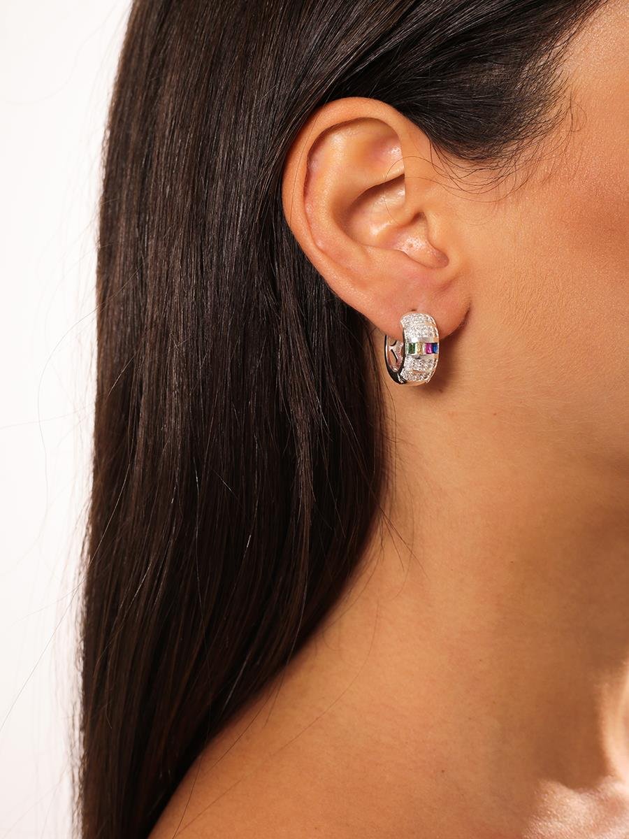 Brinco de Argolacom Detalhes Coloridos | Banho de Prata