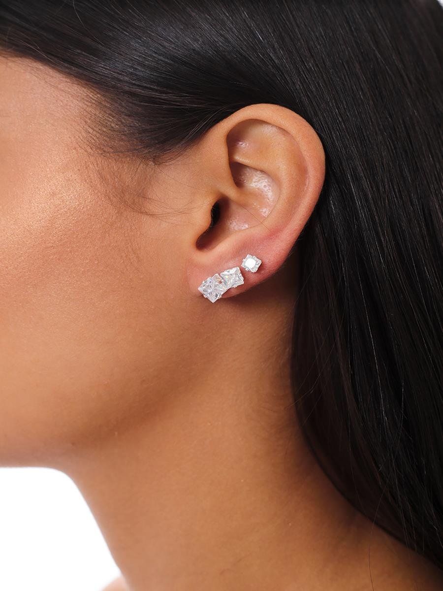 Trio Ponto de Luz Quadrado | Banhado no Prata