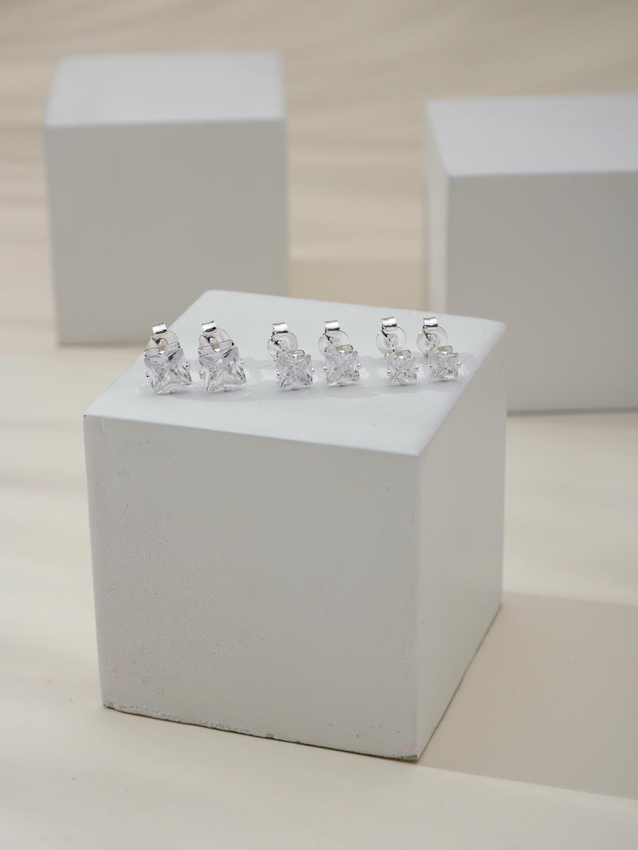 Trio Ponto de Luz Quadrado | Banhado no Prata