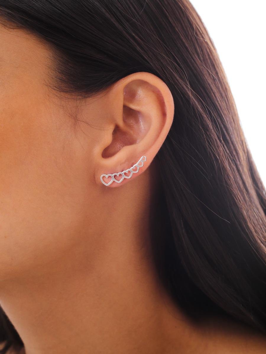 Ear Cuff Corações | Prata 925