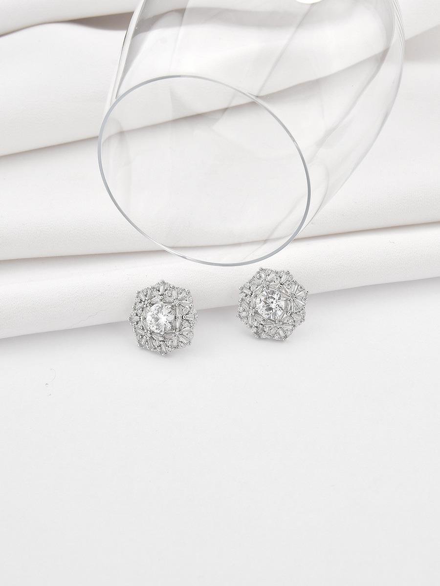 Brinco Pizza Cristal Incolor | Banho de Ródio Branco