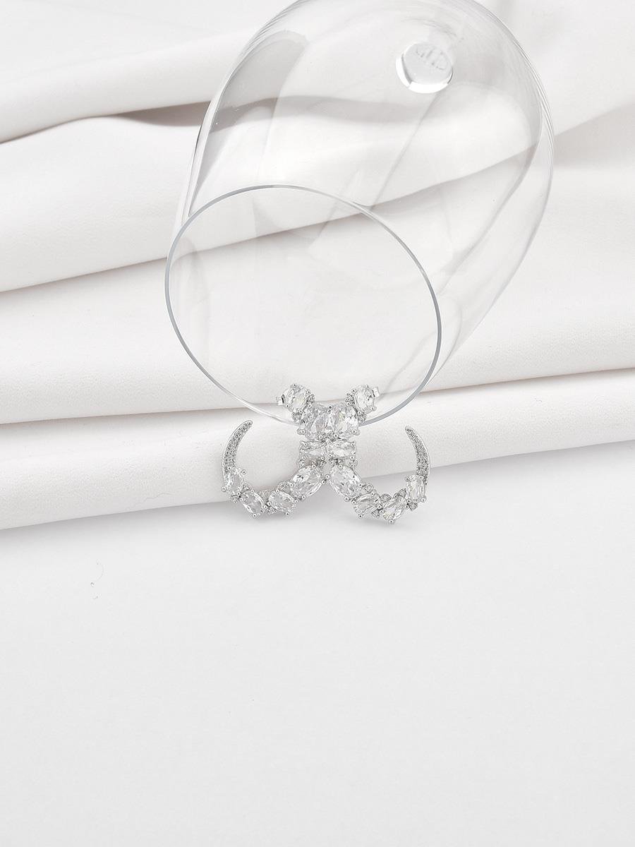 Brinco Meia Gota Incolor | Banho de Ródio Branco