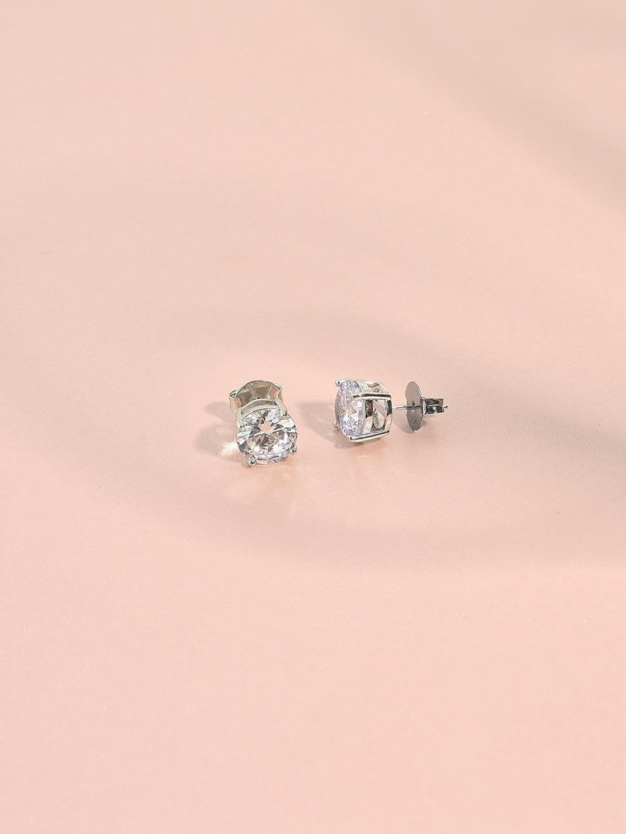 Brinco Zircônia Incolor | Banho de Ródio Branco