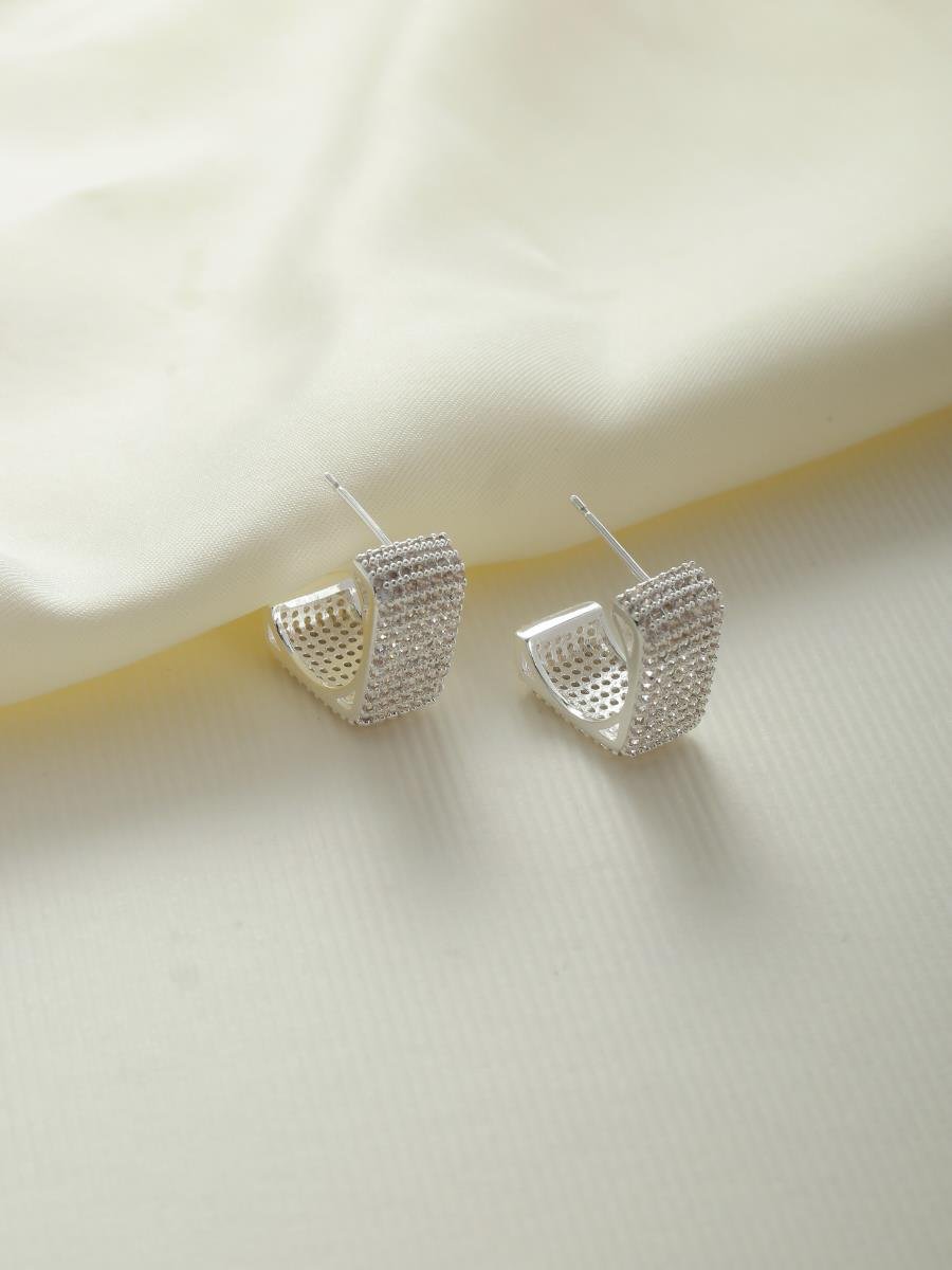 Meia Argola Incolor | Banho de Prata