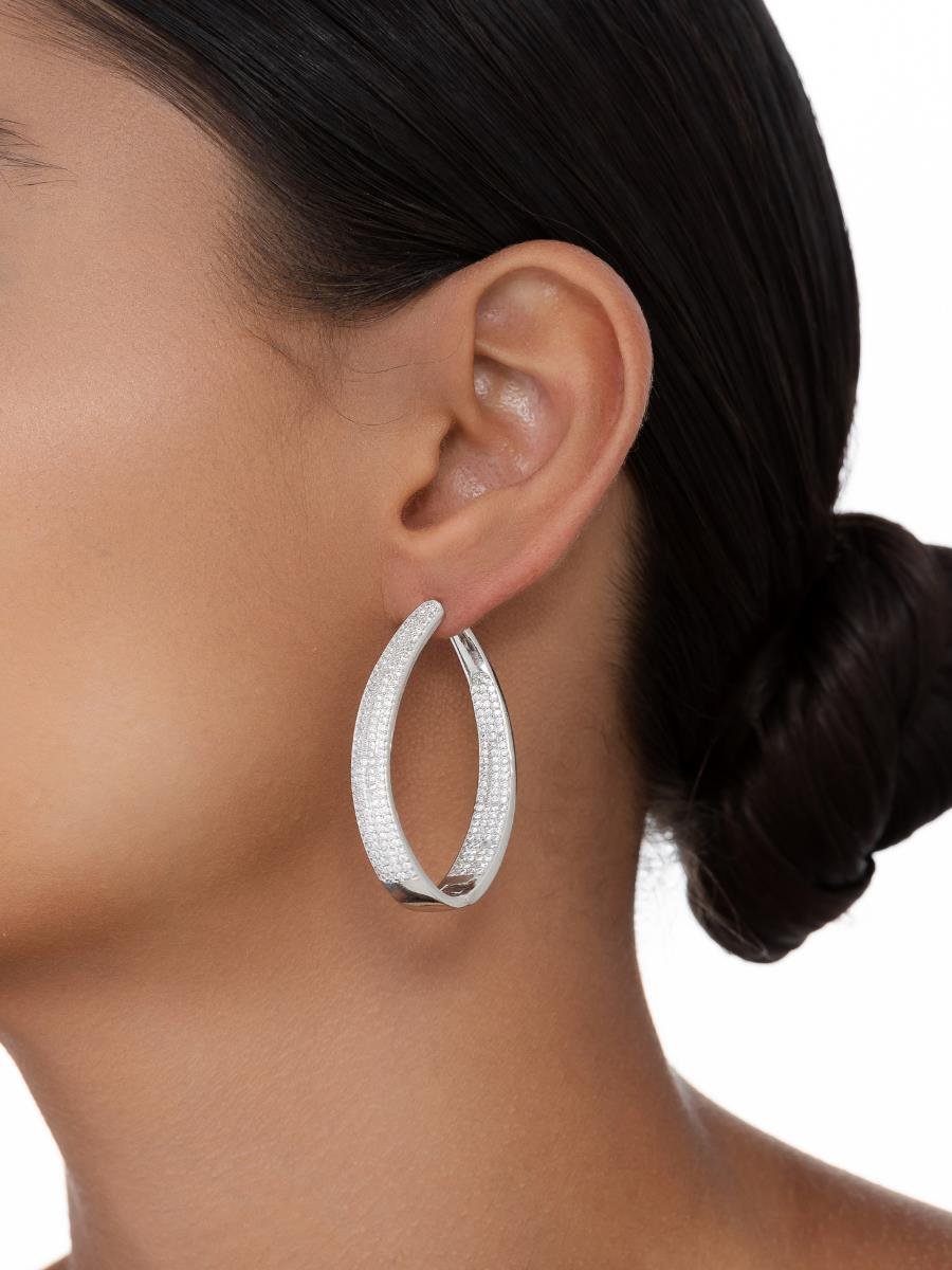 Argola Oval Incolor | Banho de Ródio Branco