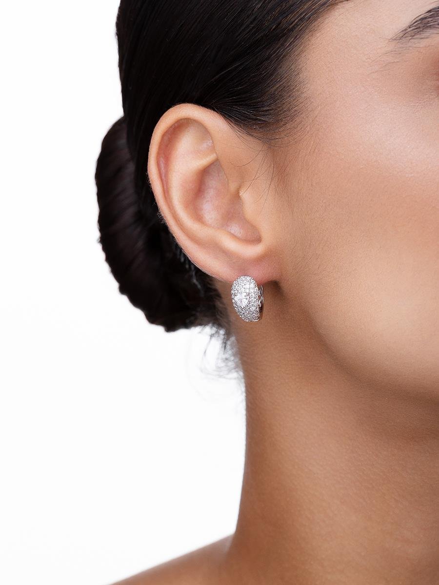 Argola Coração Incolor | Banho de Ródio Branco