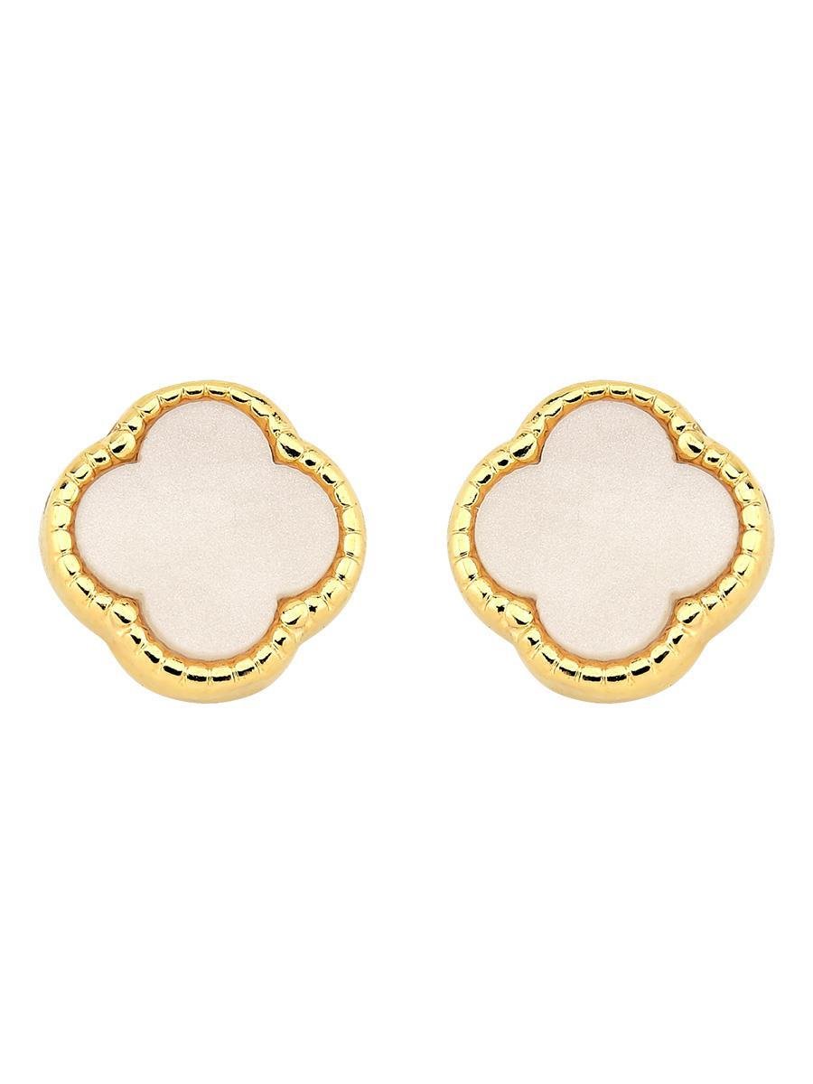 Brinco Trevo P Pérola | Banhado no Ouro