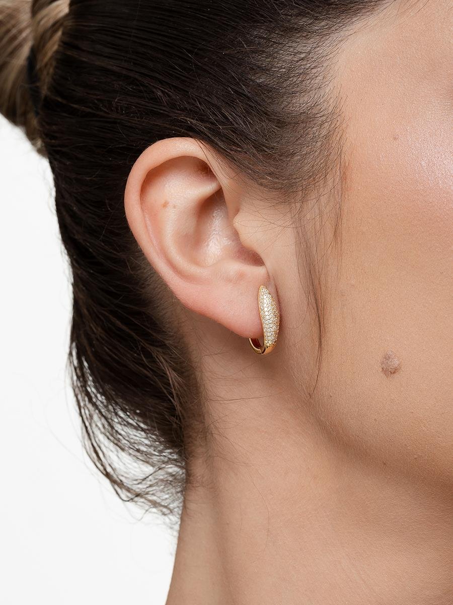 Argola Cravejada Incolor P | Banhado a Ouro