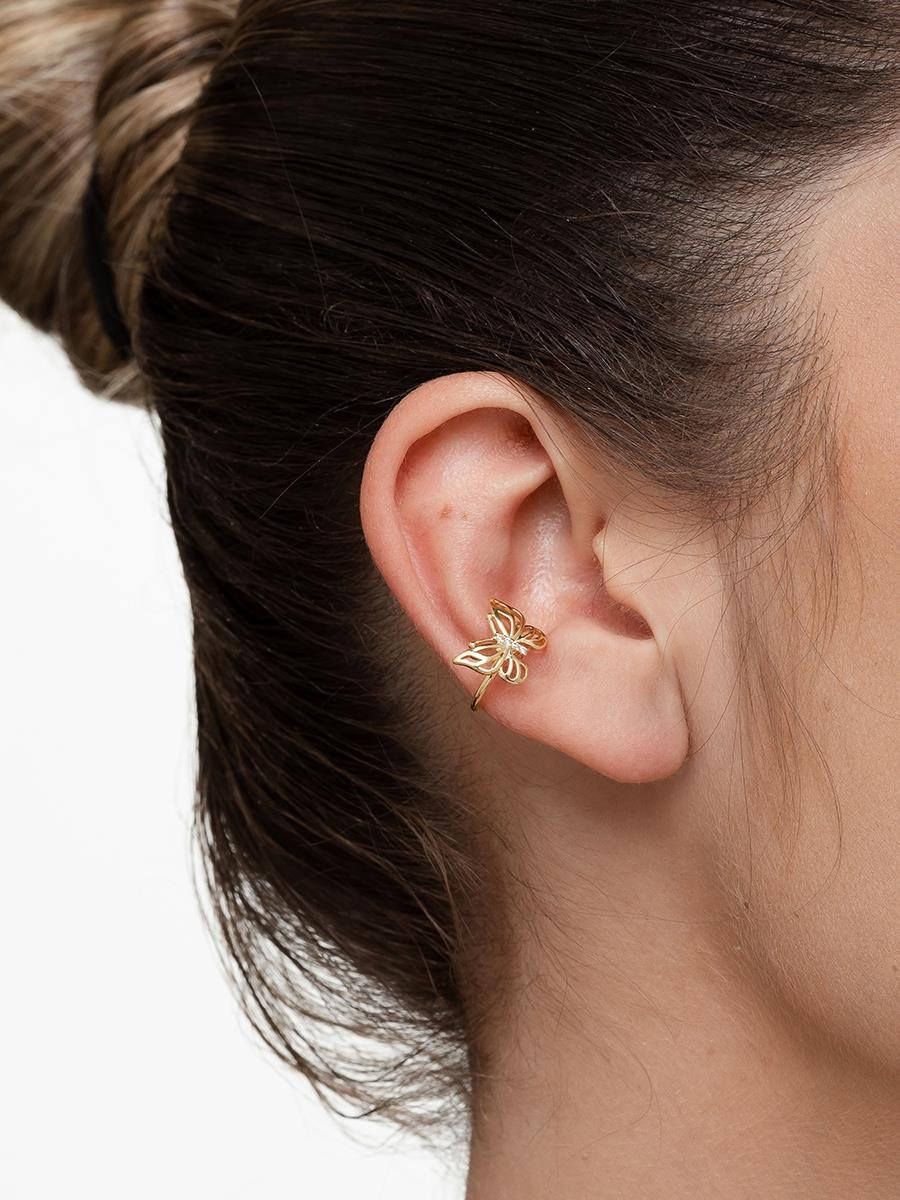 Piercing Fake Borboleta Cravejado | Banhado a Ouro