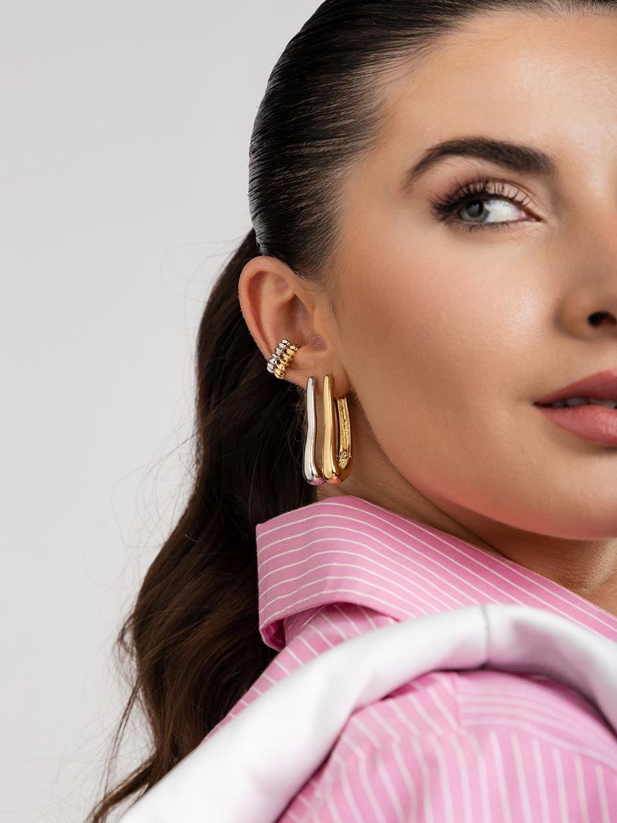 Argola Lisa G l Banho de Ródio Branco