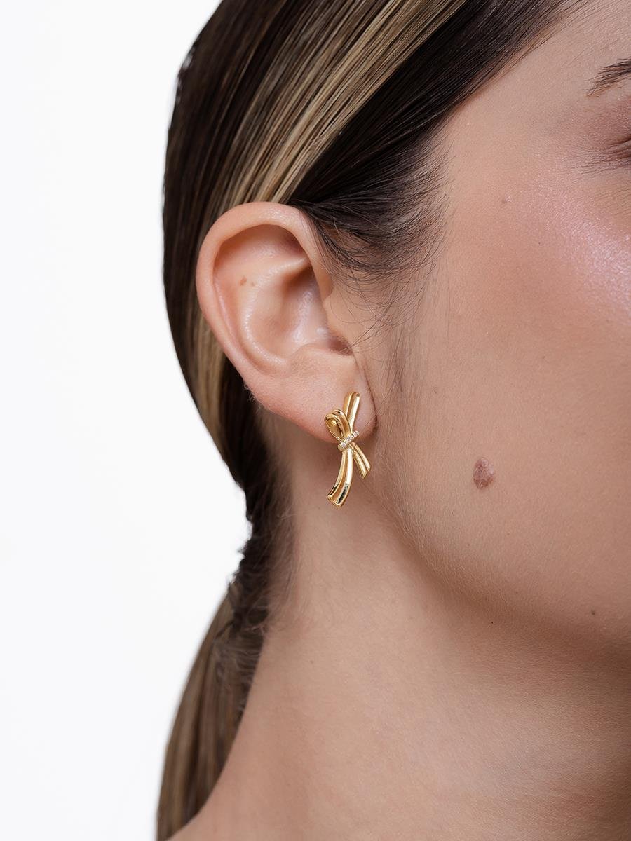 Brinco Laço Cravejado Incolor