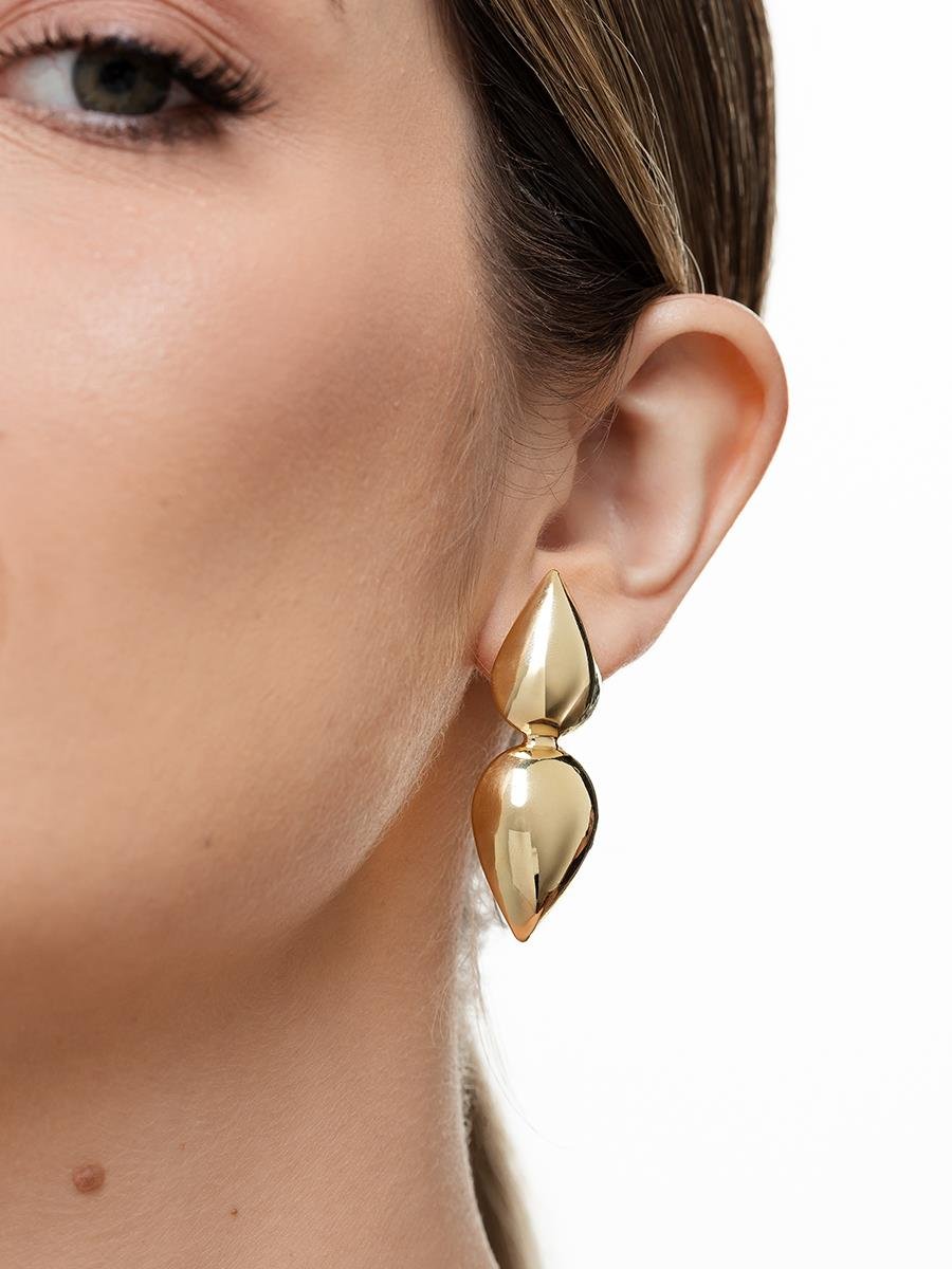 Brinco Dupla Gota Lisa | Banhado a Ouro