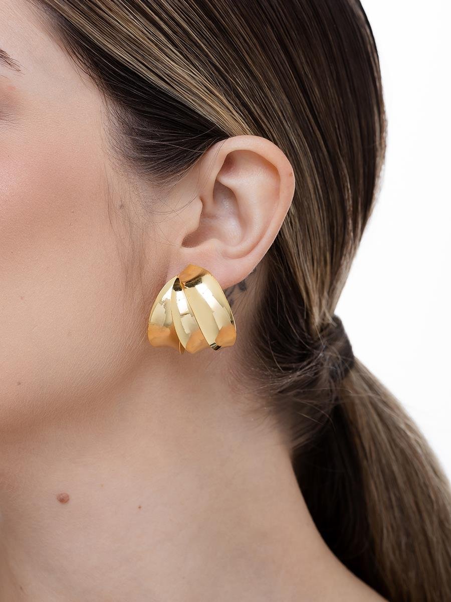 Brinco de Folhas Lisa | Banhado a Ouro