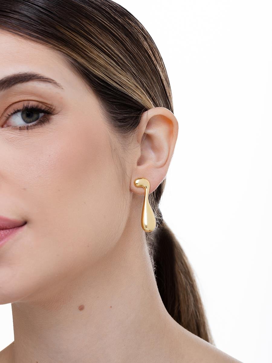 Brinco Contemporâneo Liso | Banhado a Ouro