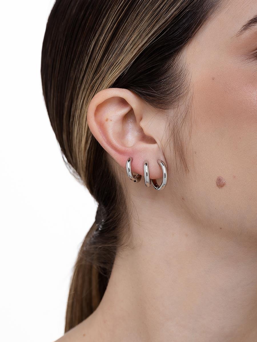 Trio de Argola Lisa | Banhado no Ródio Branco