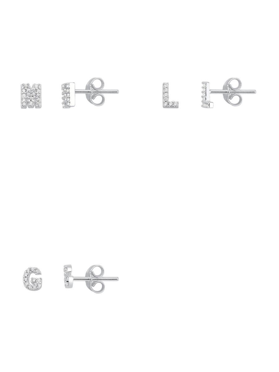 Brinco de Letra Cravejada | Prata 925