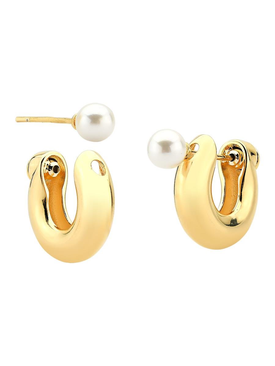 Argola Lisa com Pérola | Banhada a Ouro