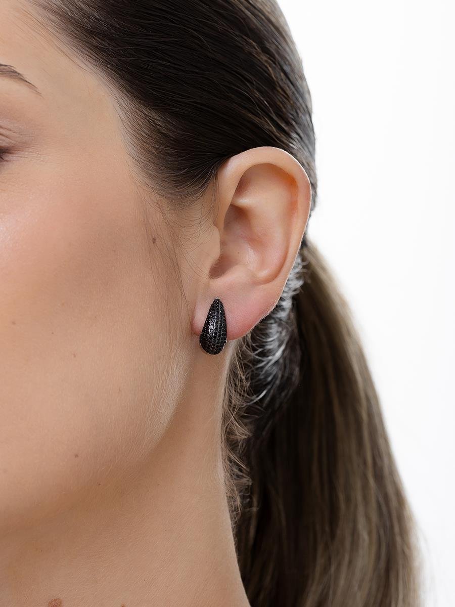 Brinco Gota Cravejado | Banhado no Ródio Branco