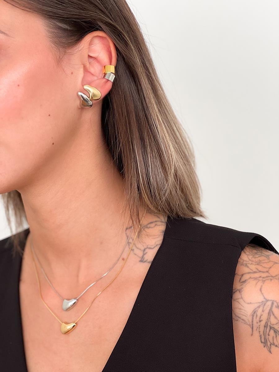 Brinco Organic Liso | Banhado no Ródio Branco