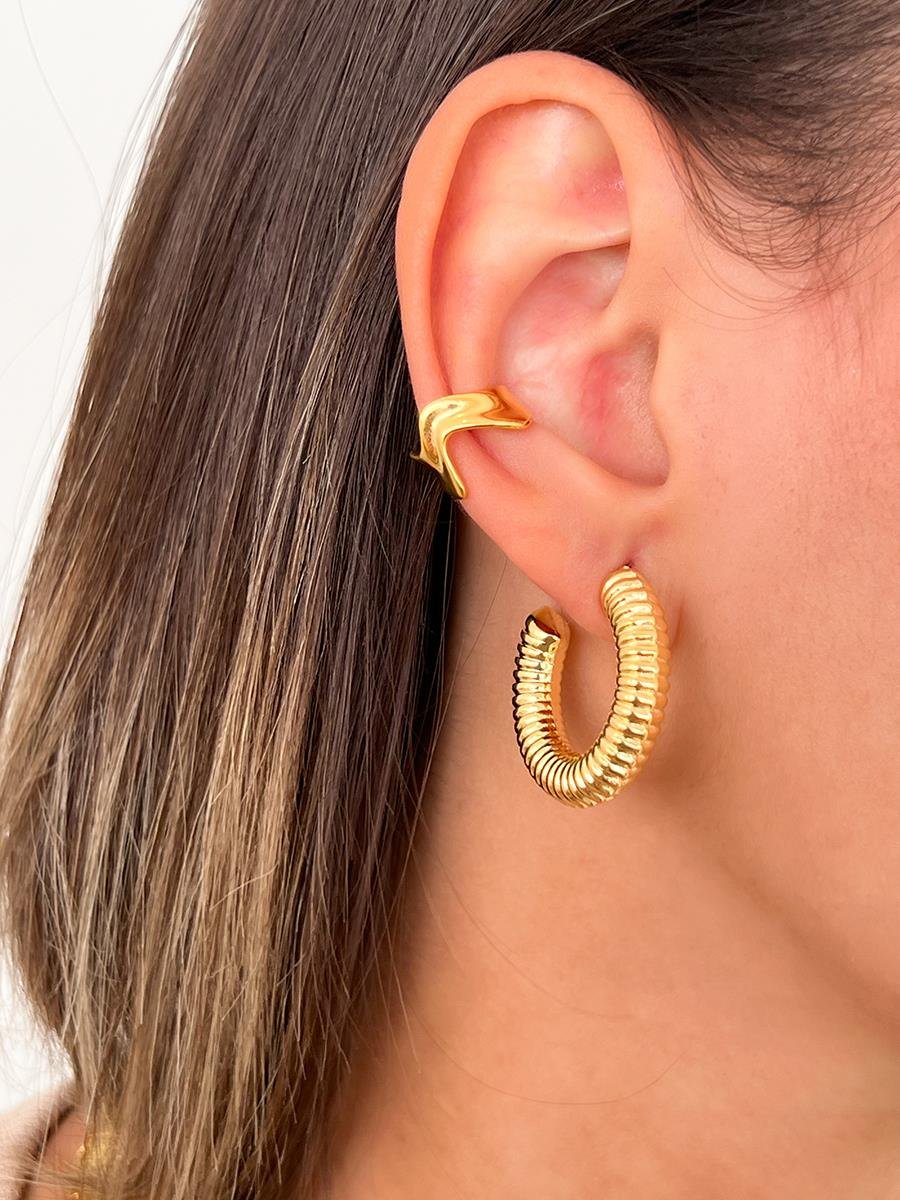 Piercing Fake Onda Liso | Banhado a Ouro