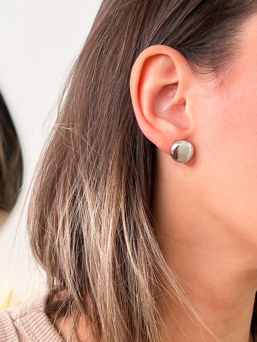 Brinco Redondo Liso | Banhado no Ródio Branco