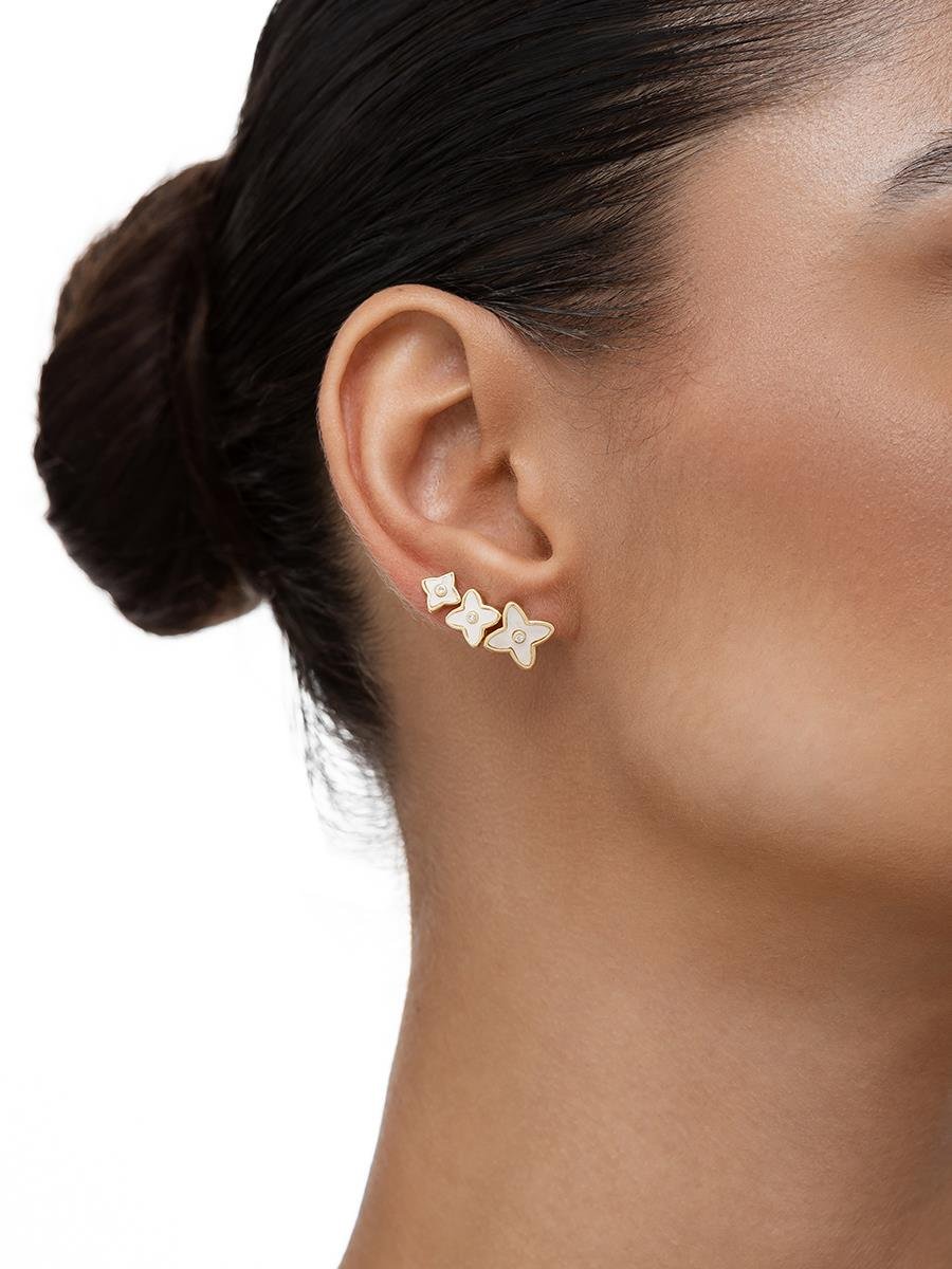 Trio de Trevo Incolor | Banhado a Ouro