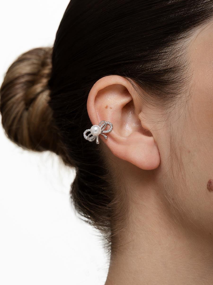 Piercing Fake de Laço Cravejado | Banhado no Ródio Branco