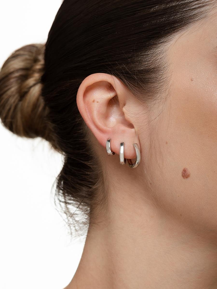 Trio de Argola Oval | Banhado no Ródio Branco