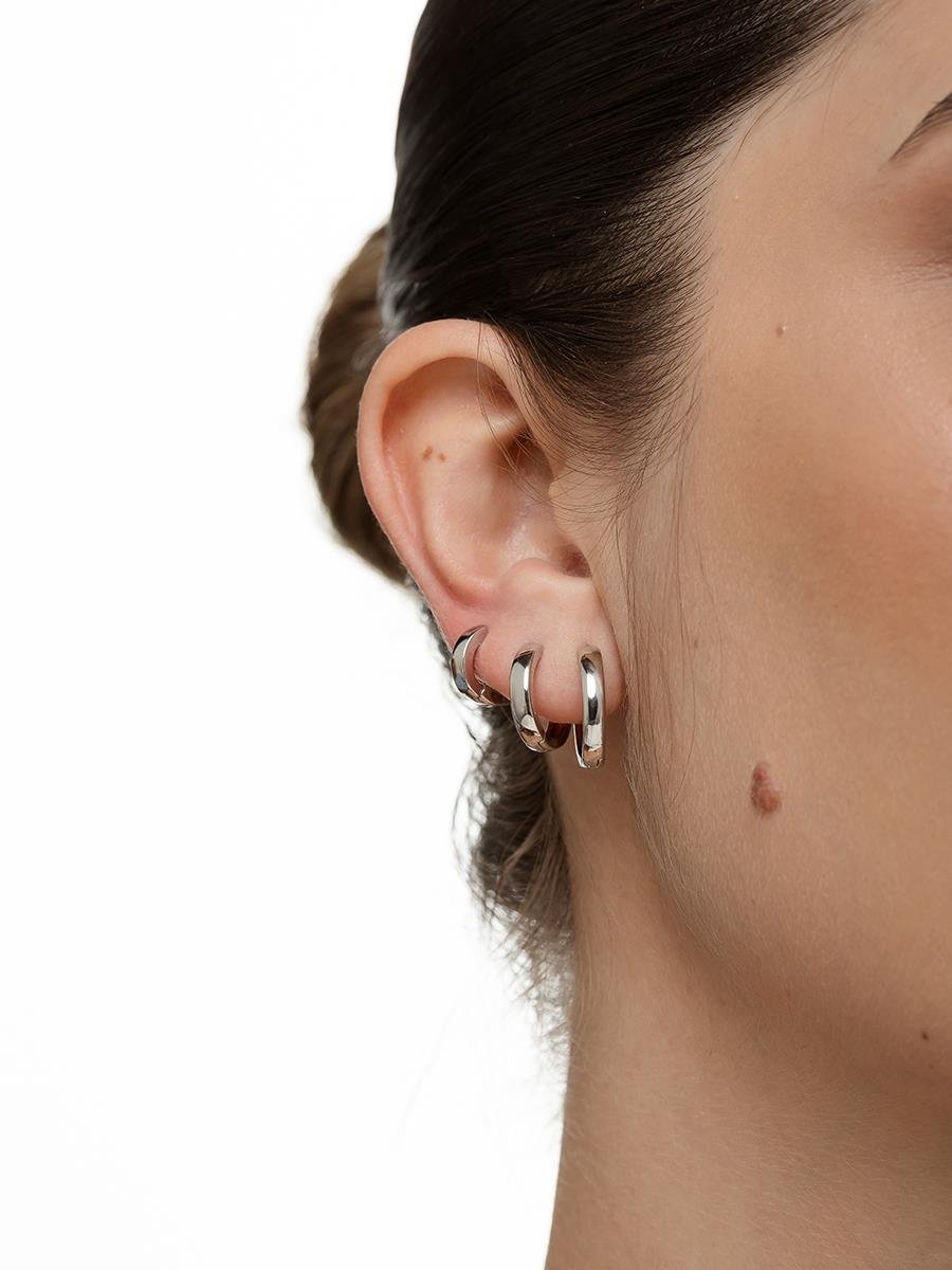 Trio de Argola Lisa | Banhado no Ródio Branco