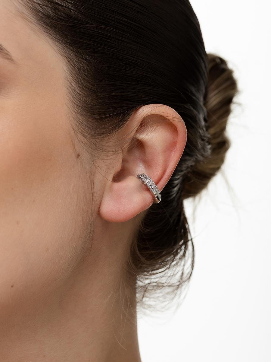 Piercing Fake Liso e Cravejado | Banhado no Ródio Branco