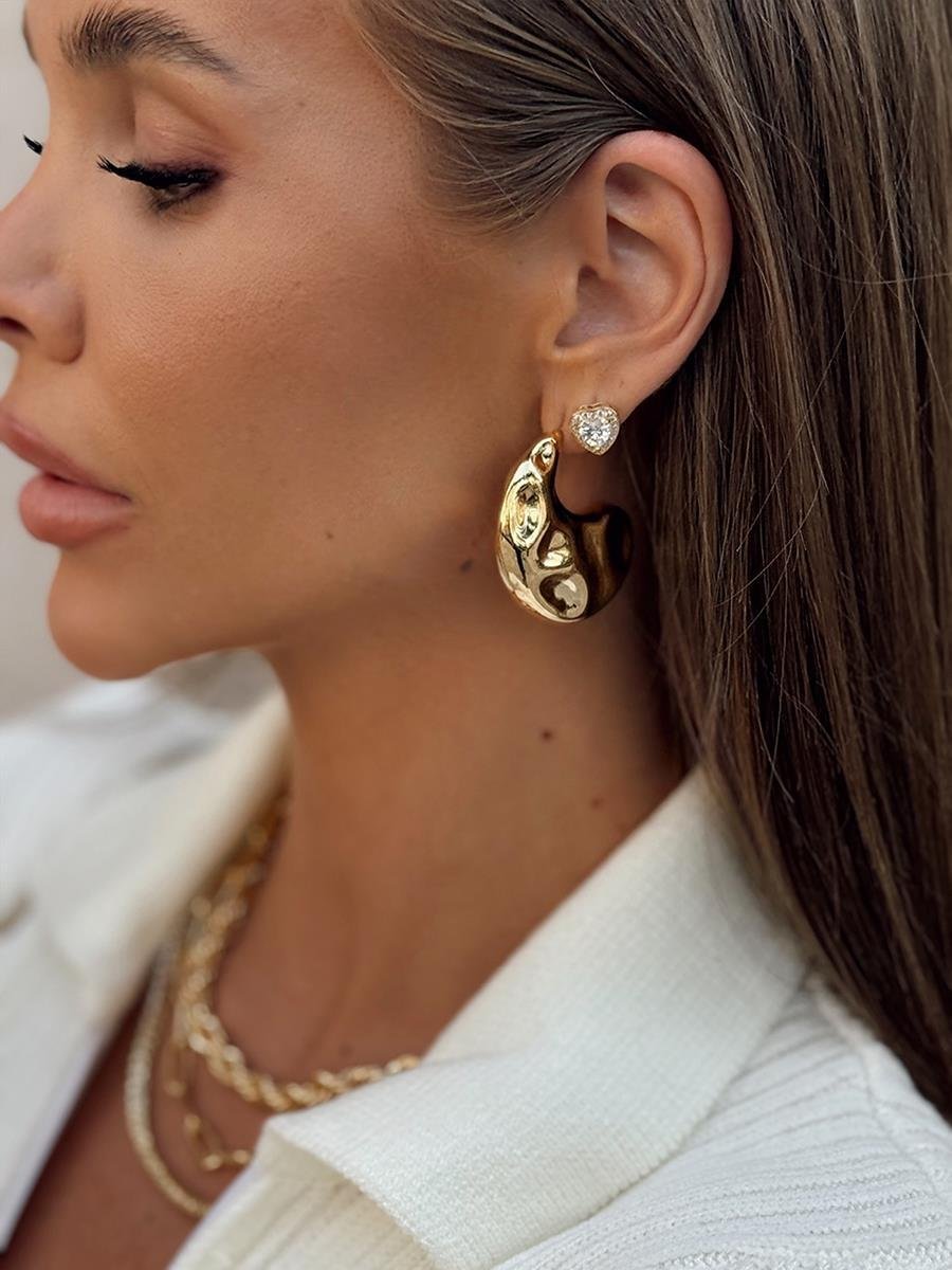 Brinco Coração Cravejado | Banhado a Ouro