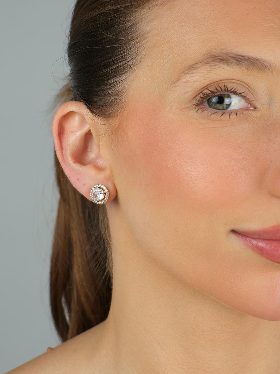 Brinco Redondo Cravejado | Banhadoa Ouro