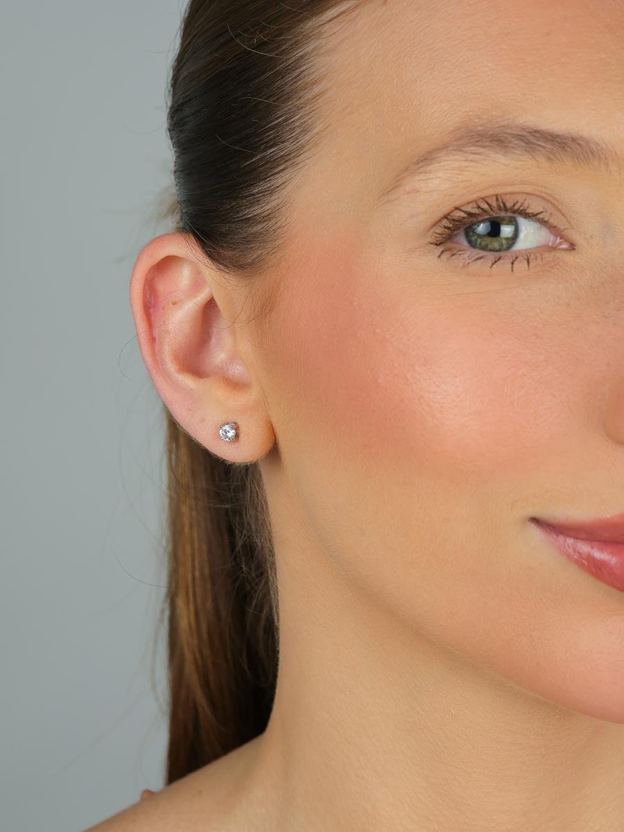 Brinco Ponto de Luz Incolor | Banhado a Ródio Branco