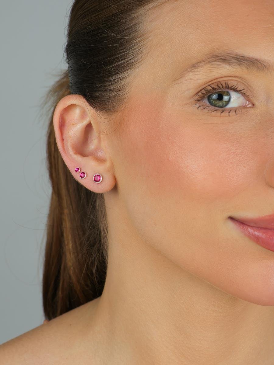 Trio de Brinco ponto de Luz Rosa | Prata 925.