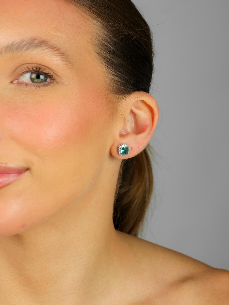 Brinco Quadrado Turmalina | Banhado a Ródio Branco